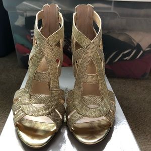 Marc Fisher Gold Prom Heels